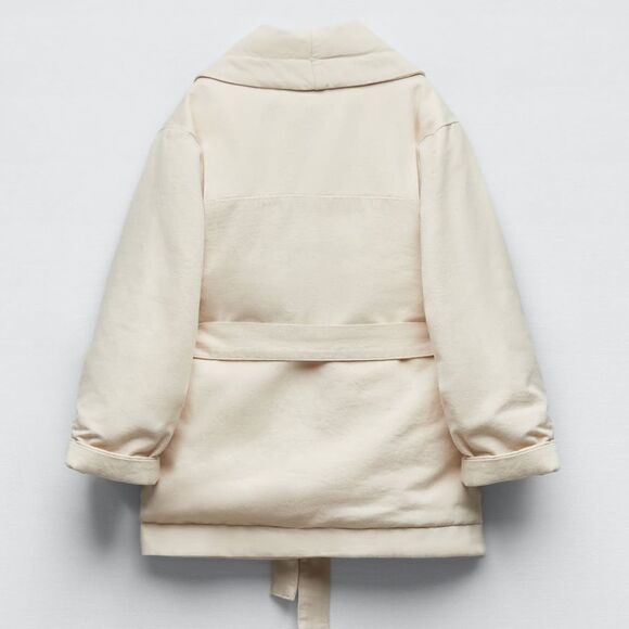 ZARA BELTED DENIM PUFFER JACKET - Picture 11 of 11